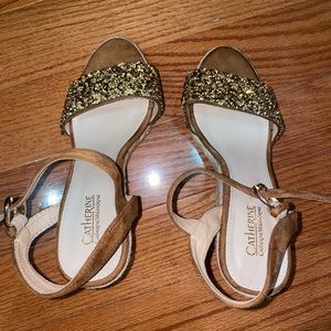 Catherine Malandrino Espadrilles Tan with Gold Womens size 7.5